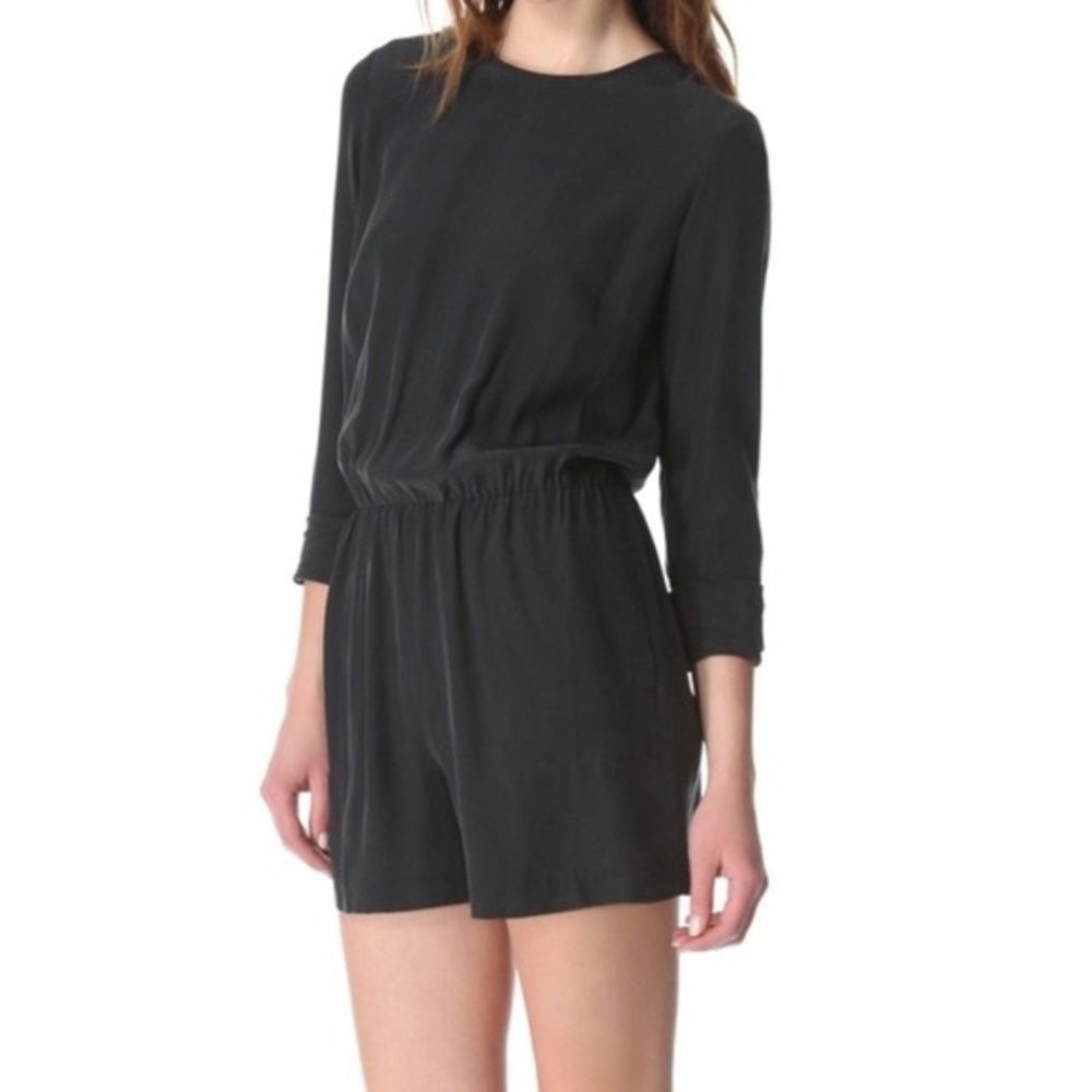 CLUB MONACO | Kiena Silk Romper | Black | Size 4